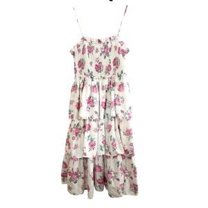 LOVESHACKFANCY x Target Elise Floral Tiered Smocked Midi Dress Romantic - Sz M